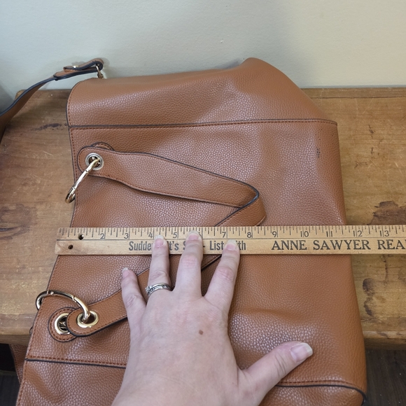 Large Chocolate Brown Faux Leather Tote Bag - Picture 10 of 13